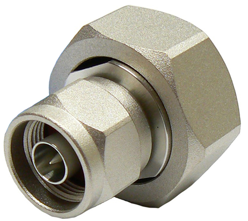 Low PIM N-type male plug to 7/16″ DIN male straight adaptor – tri-metal plated